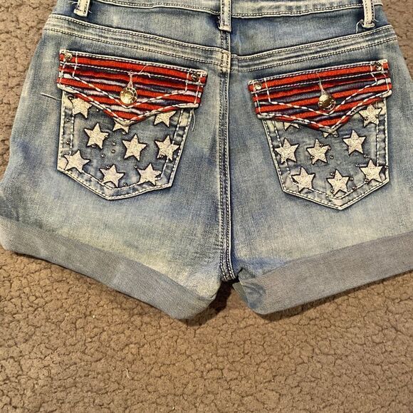 Blue Savvy Jean Shorts Denim Size 3 Junior Stars & Stripes - Picture 6 of 11
